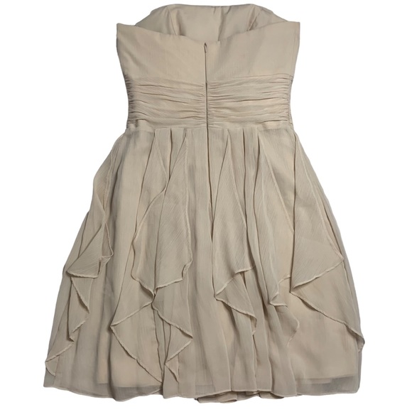 David’s Bridal Cream Chiffon Layered Skirt Formal Strapless Dress Bridesmaid 6 - Picture 5 of 15